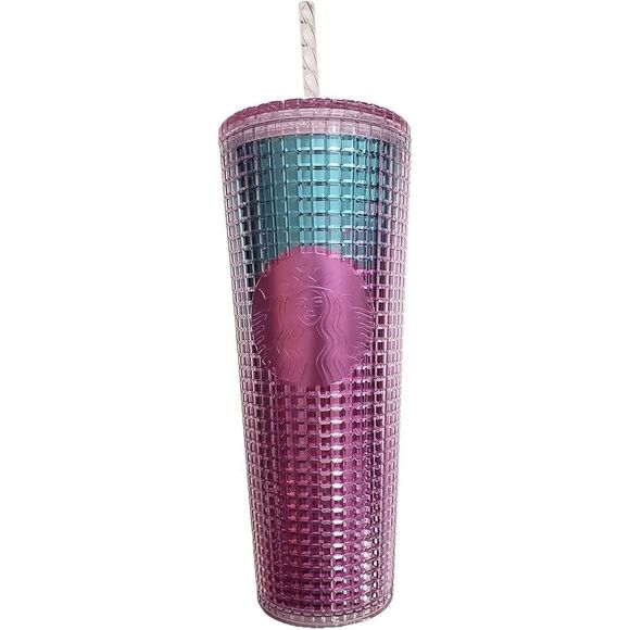 ✨Starbucks 2021 Summer Pink and Blue Grid Kaleidoscope 24 oz Venti Tumbler✨ - Picture 3 of 6